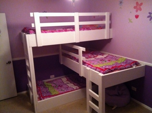Loft Bed Girl With Pink Blanket