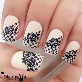 with black and white motifs nail art