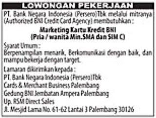 Lowongan Kerja Bank BNI (PT. Bank Negara Indonsia)