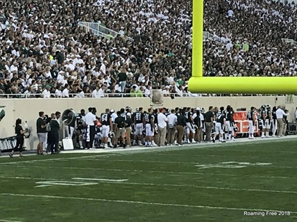 Crowded sideline