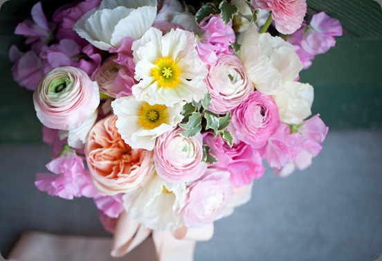 1 pink peach bridal bouquet bows and arrows image via Bows and Arrows