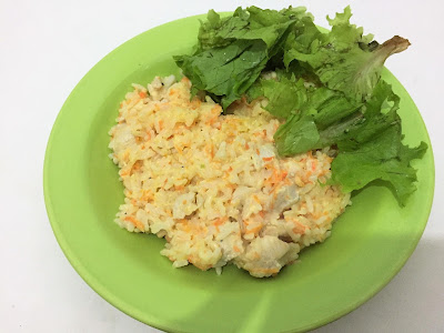 Arroz Fit de Frango com Cenoura e Requeijão Light no prato