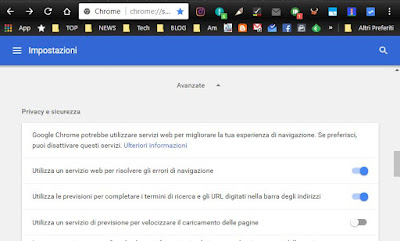 impostazioni privacy chrome