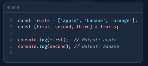 JavaScript Array Destructuring Example