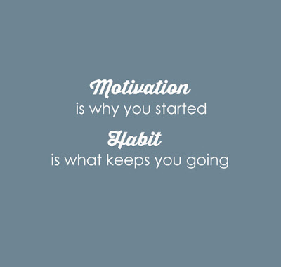 Motivation is why you started. Habit is what keeps you going. Fitness, fashion, fuel, motivation, goal, process quotes