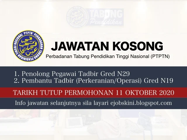 Jawatan Kosong PTPTN Oktober 2020