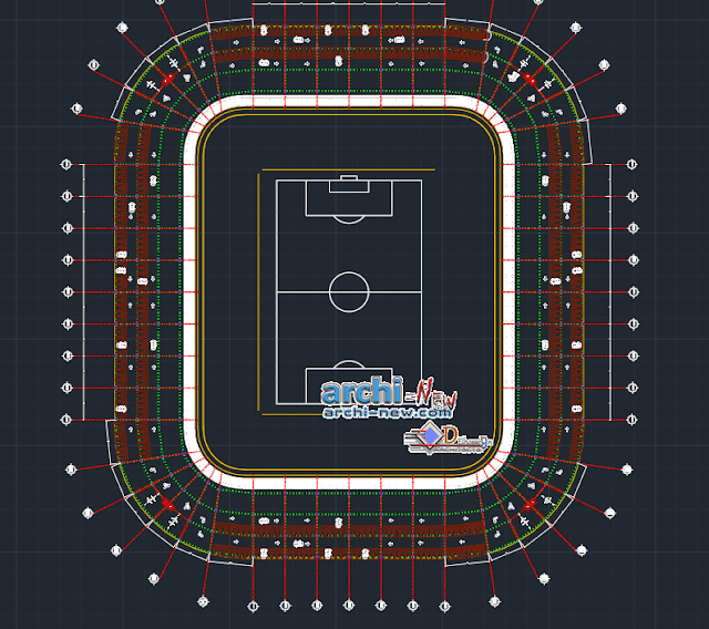 Football stadium in AutoCAD 