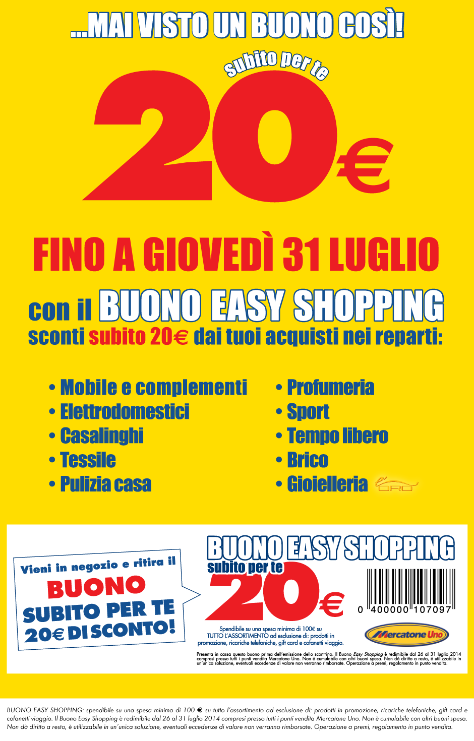 PROMO€RISPARMIO buono easy promozione mercatone uno