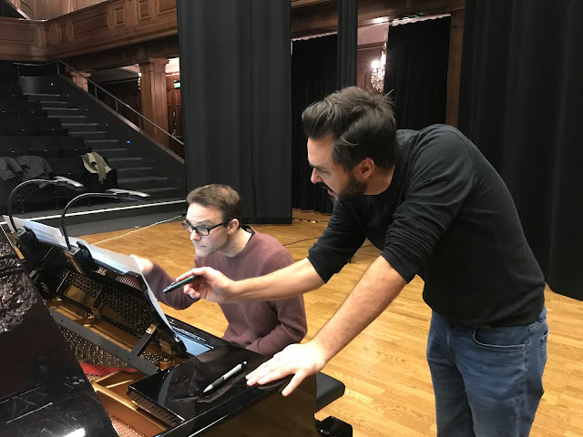 Jonas Olsson and Martin Skafte at the recording session for Skafte's 24 Preludes for Piano