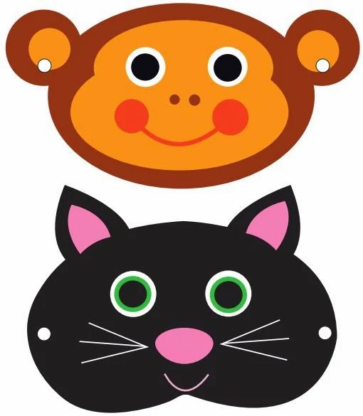 Monkey and Cat Free Printable Masks.