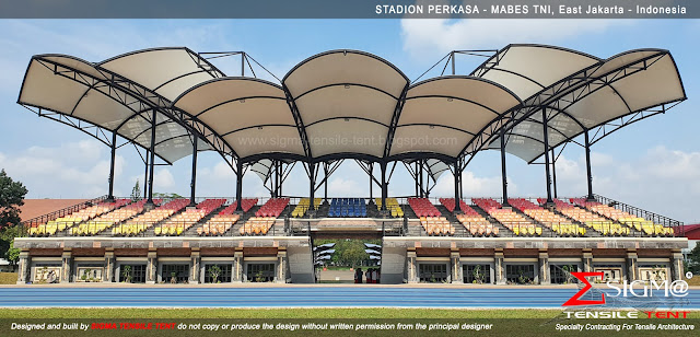 tensile membrane roof kontraktor atap membran tensile tent tension membrane structure canopy stadion perkasa mabes TNI