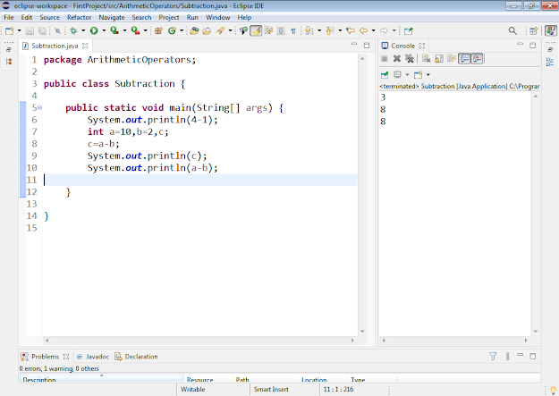 Arithmetic Operators example in Java
