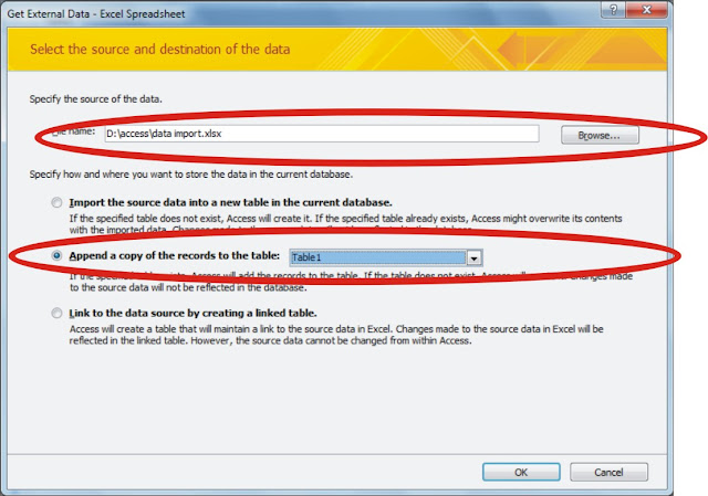 Mengimport data table dari Microsoft excel ke  Microsoft access 