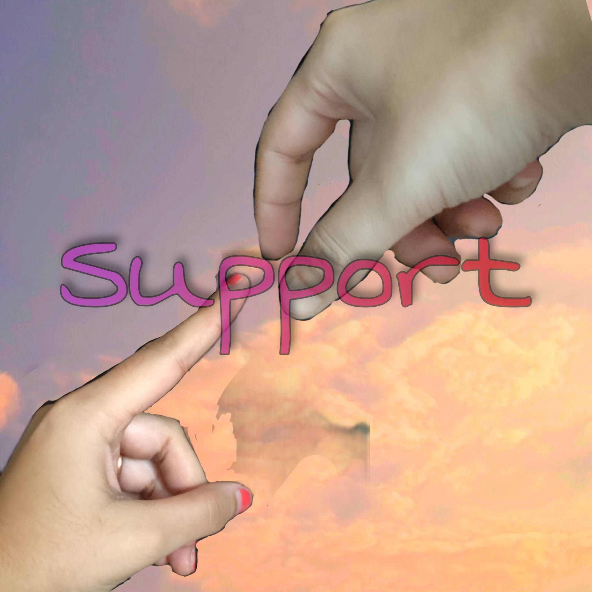 Support. Finger of a girl showing Nail and touching to show support to others.
