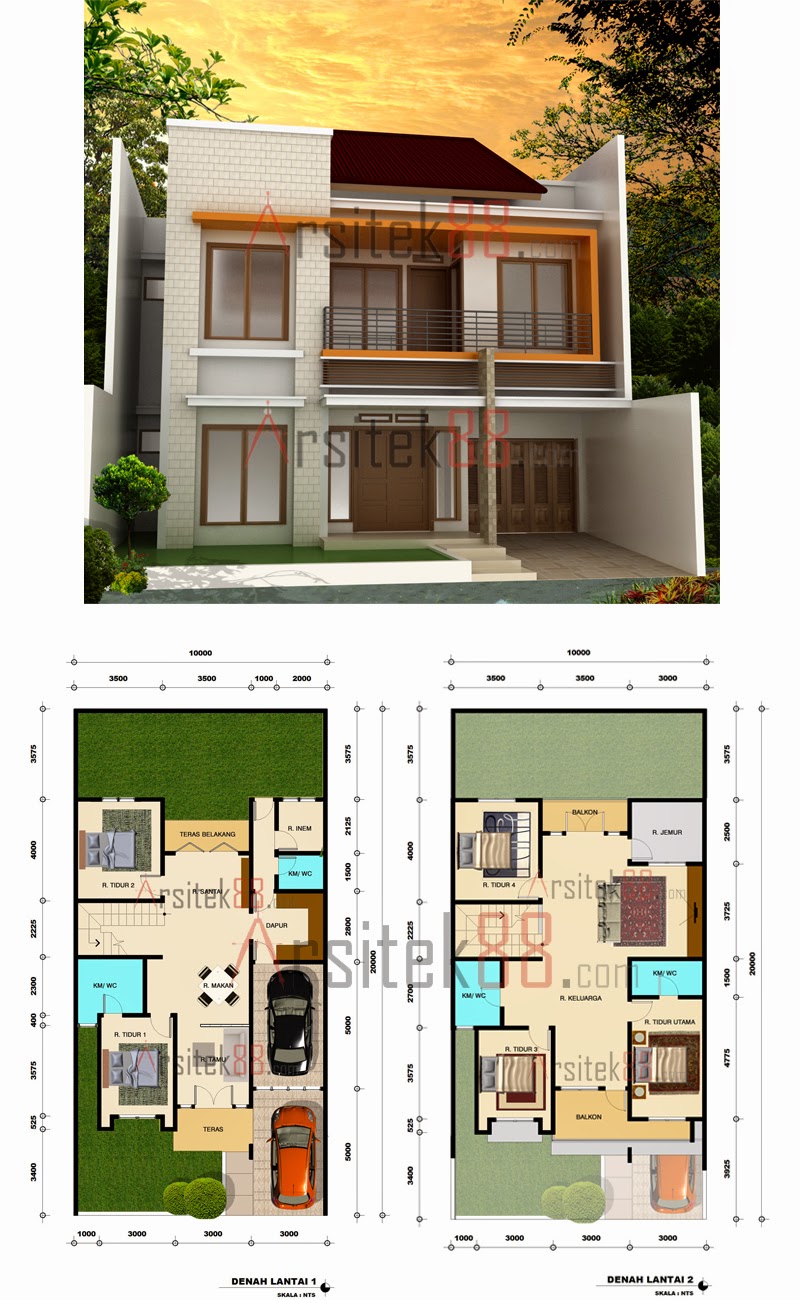 44+ Contoh Desain Denah Rumah 2 Lantai Minimalis, Motif Masa Kini!