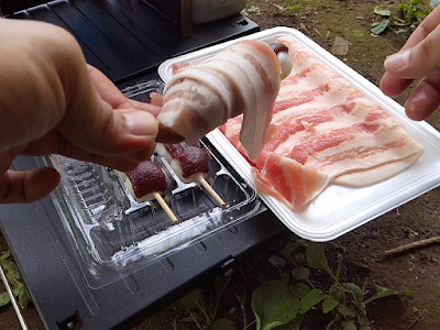 こしあん団子の豚肉巻き