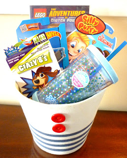 gift basket, boy, birthday present, christmas present, present, card game, silly putty, drink cup, lego, lego movie, hot wheels