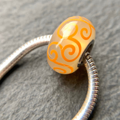 Handmade lampwork glass silver core big hole charm bead by Laura Sparling made with CiM Summer Haze