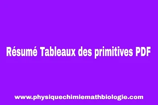 Résumé Tableaux des primitives PDF