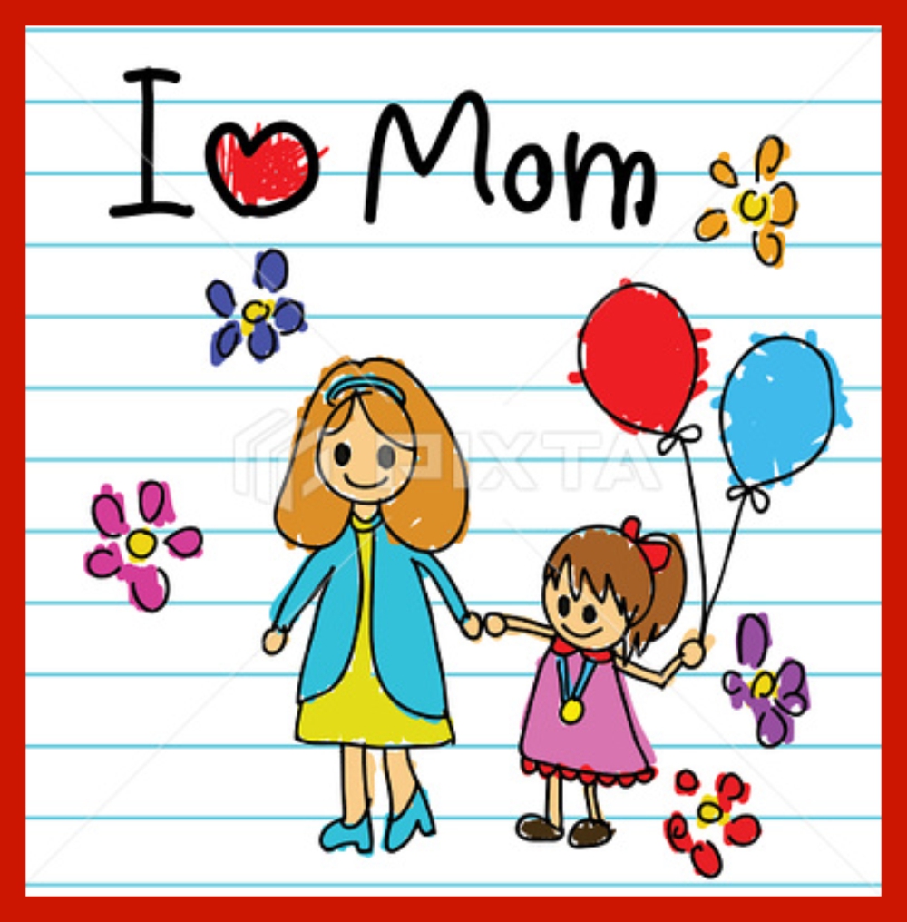 My mother at school. What to draw for mothers Day. Creative drawings for mothers' Day.