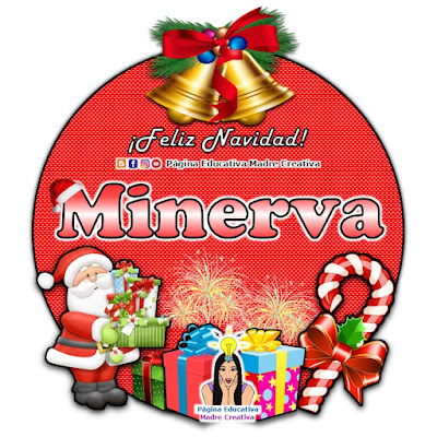 Nombre Minerva - Cartelito por Navidad nombre navideño