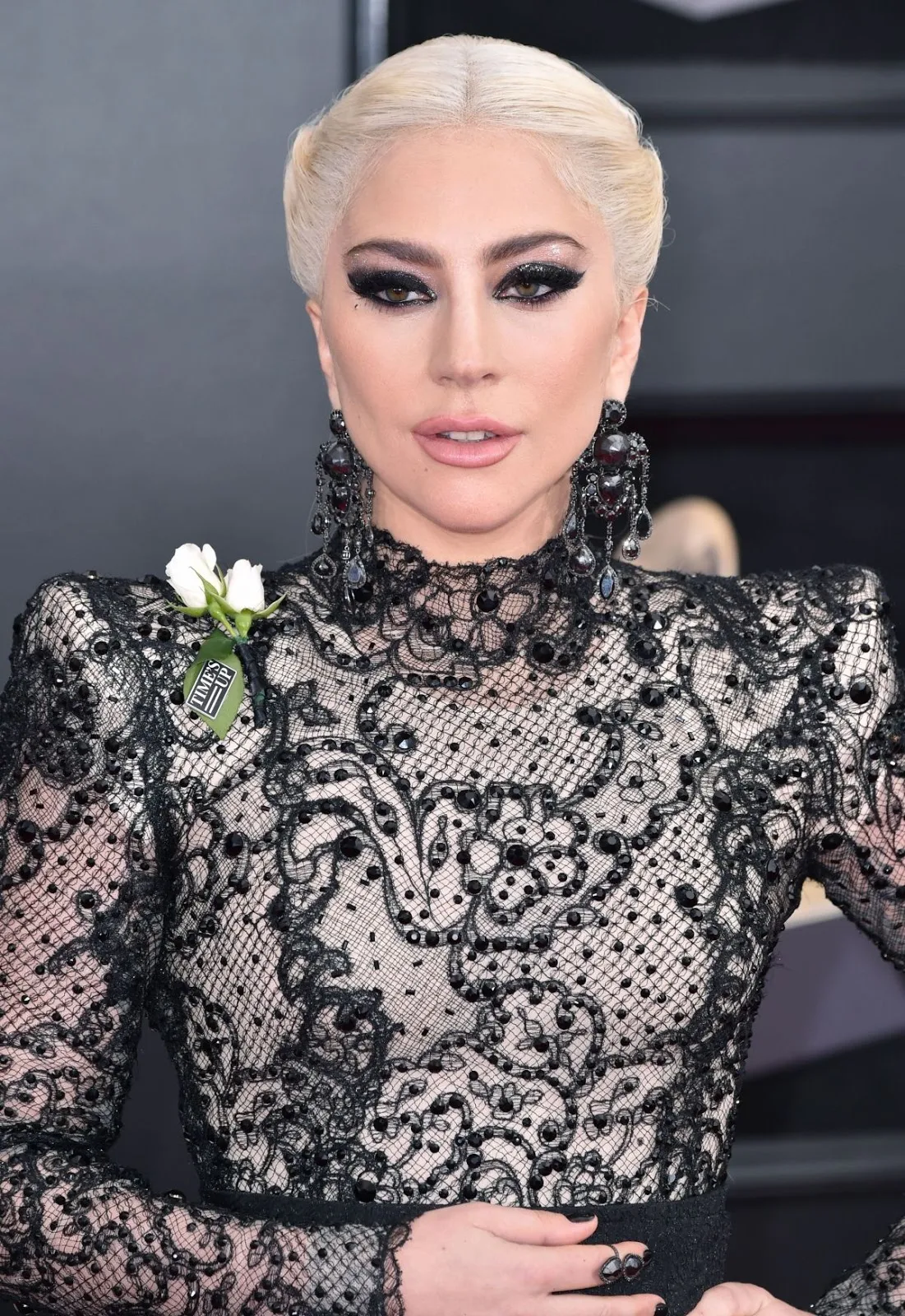 Lady Gaga flaunts dramatic ballgown at the 2018 Grammy Awards