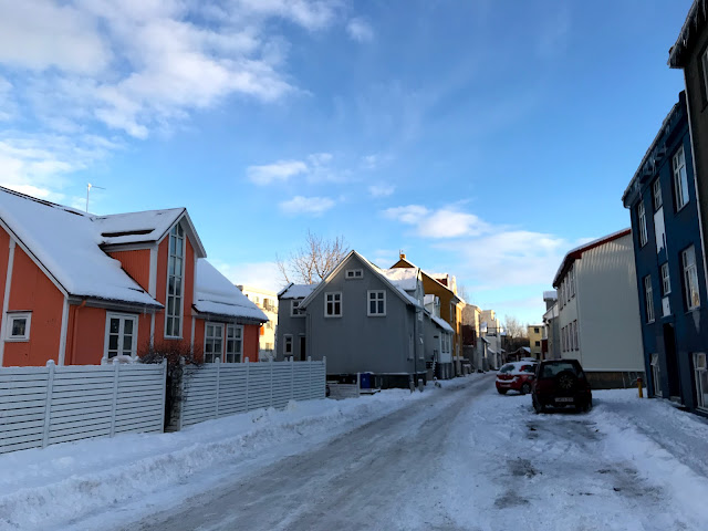 冬のアイスランド・レイキャビクの住宅地の風景