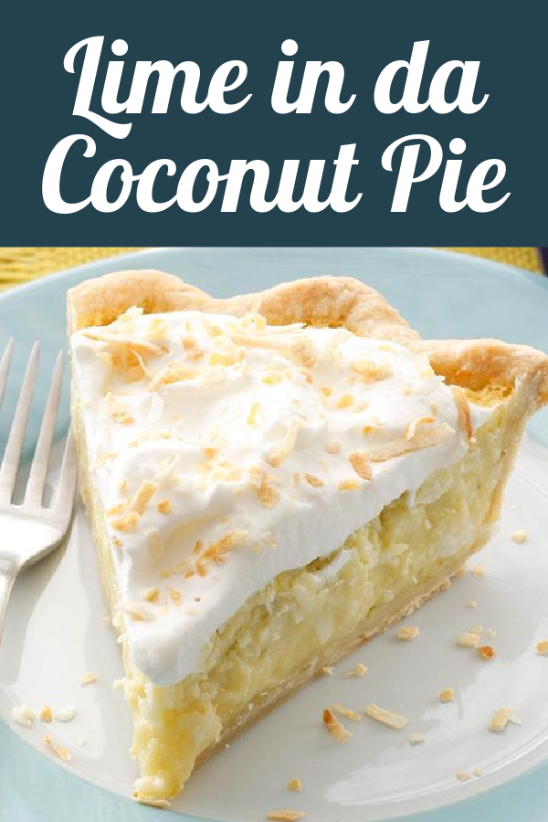 Lime in da Coconut Pie! An extraordinarily creamy custard pie recipe with coconut milk and fresh lime juice whipped in a blender then baked to perfection.