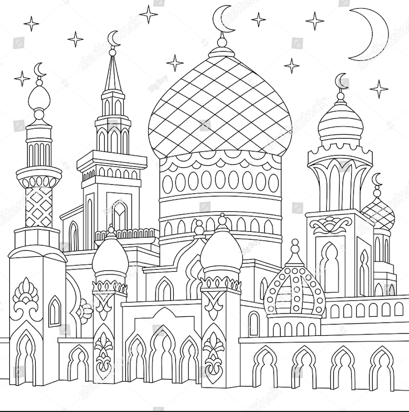 19+ Terbaru Mewarnai Pemandangan Masjid