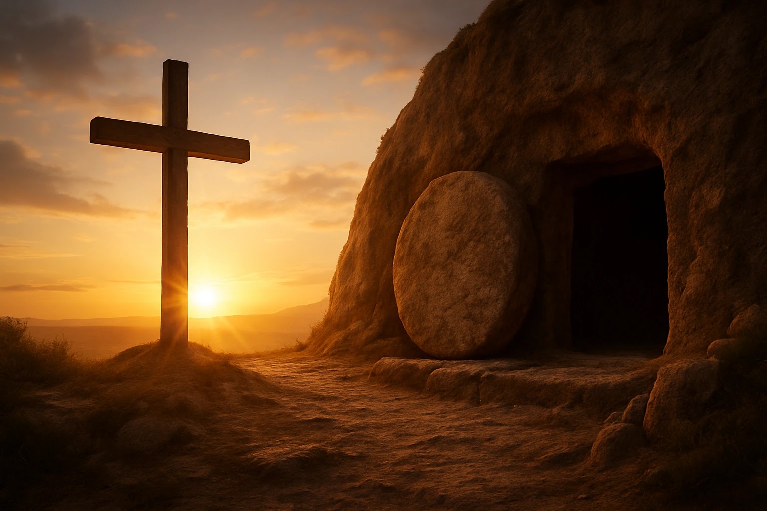 The Work of Christ – Death, Resurrection, and Victory Cross and empty tomb symbolizing Christ’s finished work and resurrection