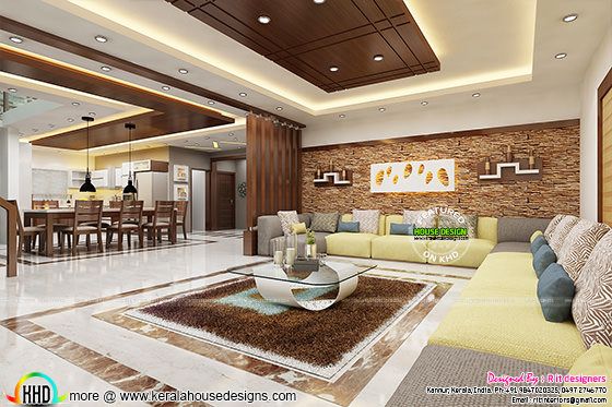 Beautiful living and dining room interiors | Kerala home ...