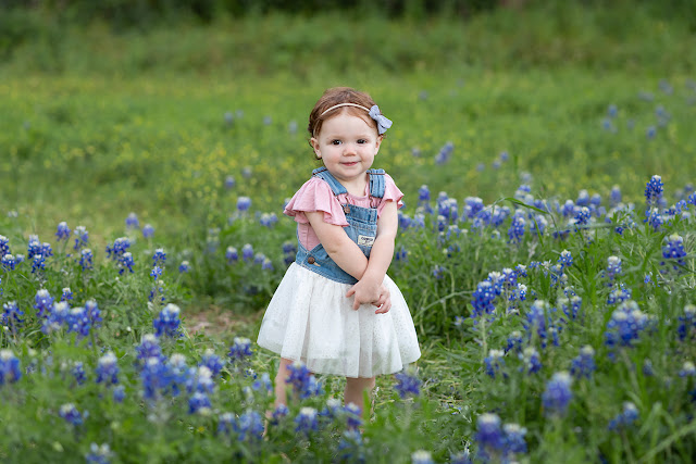 little girl in bluebonnets Conroe, TX