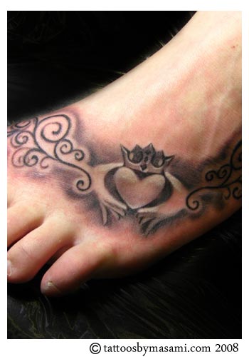 heart tattoos on foot