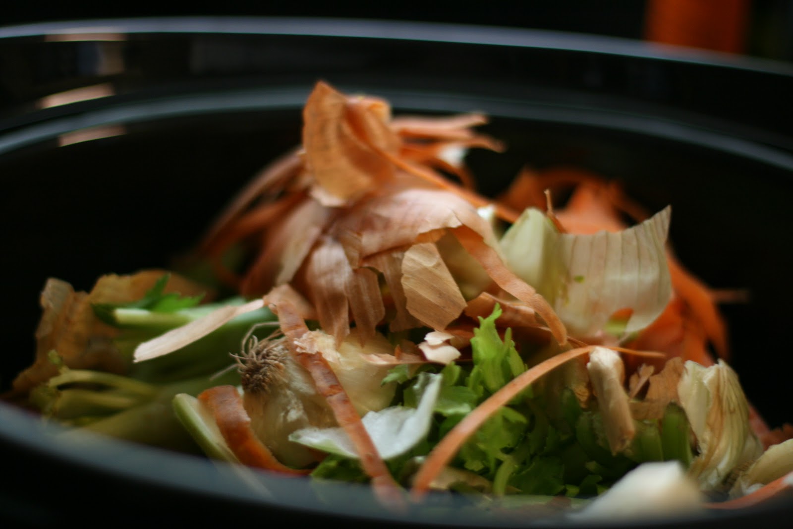 Scrap vegetable stockbroth bowl of delicious