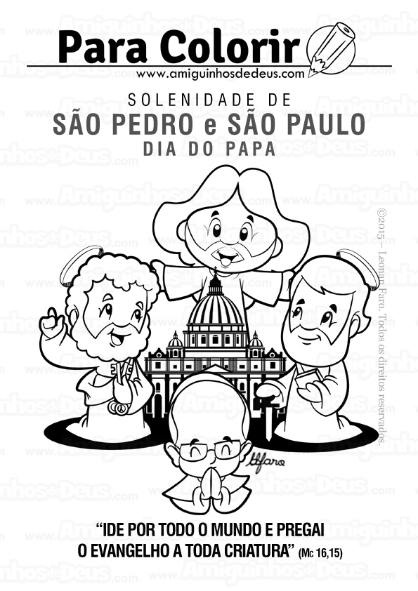 sÃ£o pedro e sÃ£o paulo desenho para colorir - dia do papa desenho para colorir