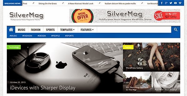 Download Gratis Silver Mag Wordpress theme , News , Magazine