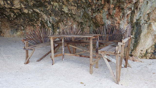 nice tables and benches at the white sands of Jagnaya Yolanda Beach in Salcedo Eastern Samar