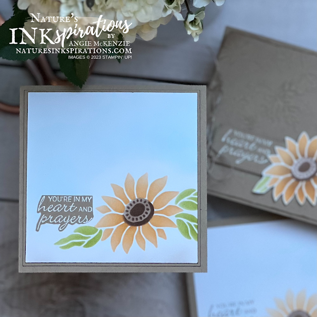 Stampin' Up! Abundant Beauty Sunflower sympathy card with subtle dimension added by a Stampin' Write Marker | Nature's INKspirations by Angie McKenzie