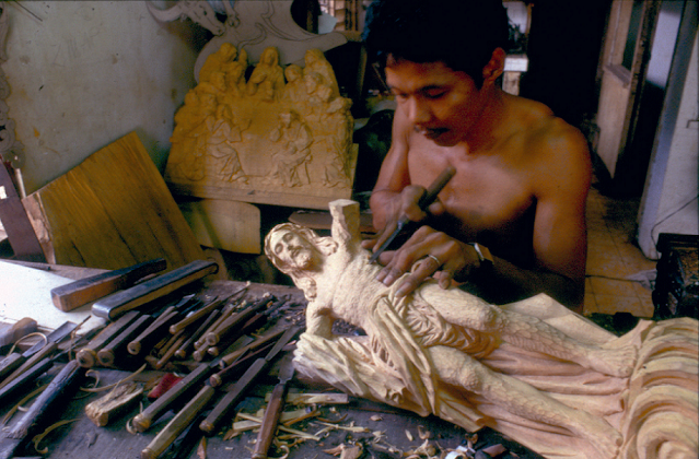 Wood carving in Paete, Laguna
