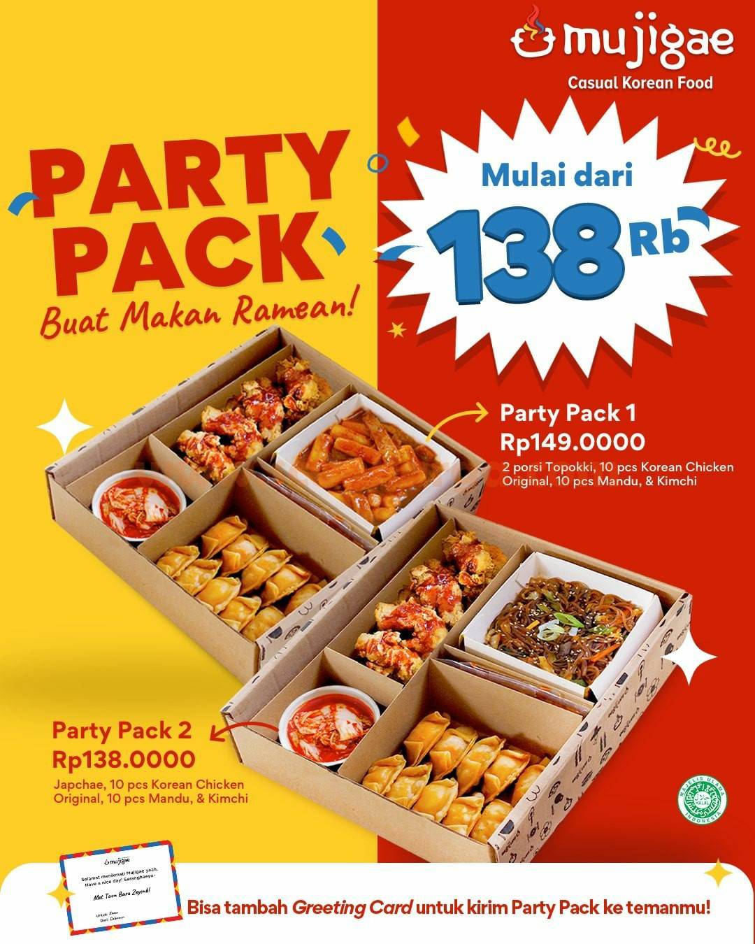 Promo MUJIGAE PARTY PACK – Harga Spesial Paket 4 Menu Korea