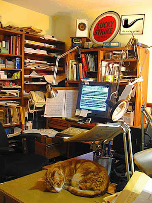 My cluttered actual desk - not where I compose