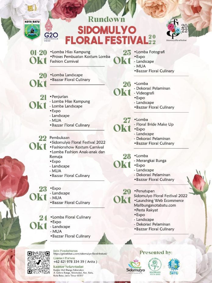 jadwal lengkap Sidomulyo Flora Festival 2022