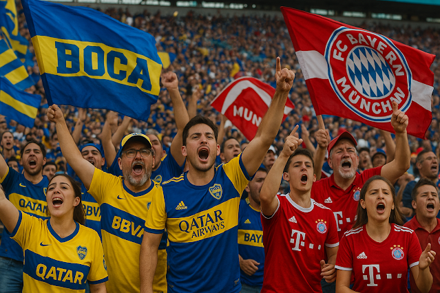 Passionate fans at Club World Cup 2025 clash in Miami between Boca Juniors and Bayern Munich.”