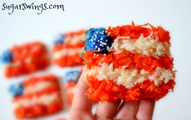 flag shaped coconut macaroons by sugarswings.com