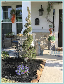 Spring Easter Front Porch-DIY-Carrot Wreath-Topiaries-Bunnies-Curb Appeal-From My Front Porch To Yours