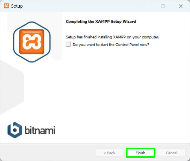 xampp is successfully installed