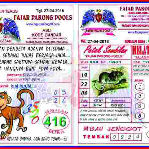 Kode Syair Fajar Pakong Pools 28 April 2018