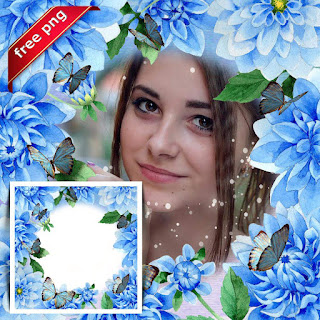 Marco floral color azul en PNG para colocar fotos de perfil de facebook y otras redes sociales