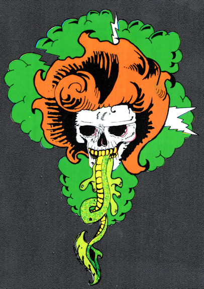 Grateful Dead Car Window Tour Sticker/Decal - Pictures a Skull with Orange Hair and Lightning Bolts