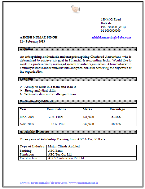 Over CV And Resume Samples With Free Download CA